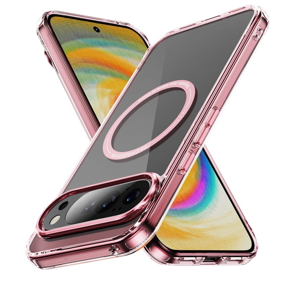 Magnetic for Google Pixel 10 /10 Pro Case, [Fit for MagSafe] [Never Yellowing] [Military Grade Rugged Durable Protection] Back Slim Clear Wireless Charging Shockproof Premium Phone Case,Pink
