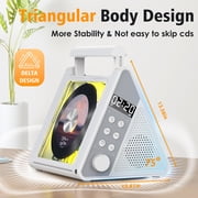 Greadio Portable CD Player with 20W Speaker, 4000mAh Rechargeable Bluetooth CD Player with Battery,Triangle Design Speaker with Remote Control