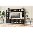 thumbnail image 6 of U-Can 95.5" W Wall Unit Entertainment Center with Bookshelves for TVs up to 80", Modern TV Stand Media Console with Cabinets,  Tempered Glass Doors and Adjustable Shelves for Living Room, 6 of 9