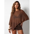 thumbnail image 4 of LMLYSoH Womens Knitted Ponchos Tops Shimmer Solid Shawl Wraps Comfortable Asymmetry Cape for Spring Summer, 4 of 9