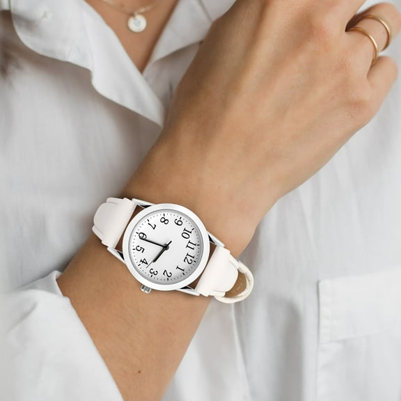 HEANUJJ 1Pack Fashion Watches for Women Simple White Waterproof Jewelry for Dating