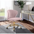 thumbnail image 2 of Meridian Furniture Finley Chaise de Bureau Pivotante Réglable en Velours Rose et Or, 2 of 6