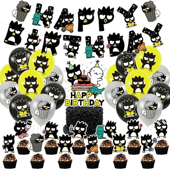 BADBADTZ-MARU  Themed Birthday Party Supplies  Birthday Decorations Set with Happy Birthday Banner, Cupcake Toppers, Balloons for Boys Girls Woodland Themed Party Decor
