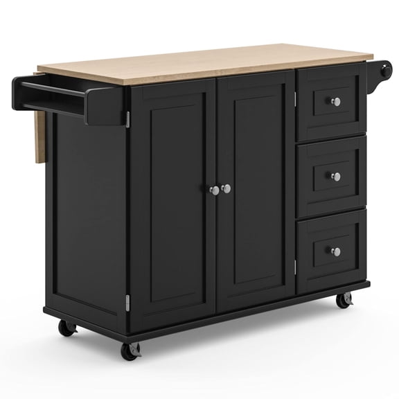 Black Homestyles Dolly Madison Mobile Kitchen Island Cart with Wood Drop