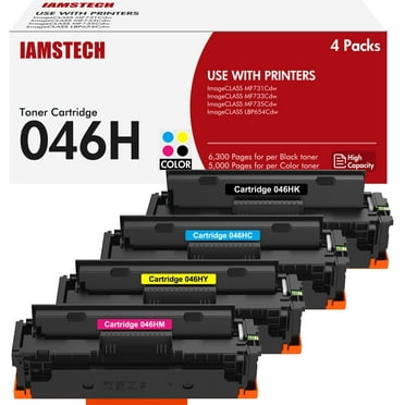 046H 046 MF733Cdw Toner Cartridge Replacement for Canon 046H 046 CRG-046H Toner Cartridge for Color imageCLASS MF733Cdw MF731Cdw MF735Cdw LBP654Cdw Printer Ink (Black Cyan Magenta Yellow, 4 Pack)