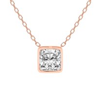 Diamond Pendant Necklace| 5 Ct IGI Certified Cushion Shape Lab Grown Diamond | Globe Slider Bezel Solitaire Lab Diamond Pendant Necklace In 18K Rose Gold | FG-VS1-VS2 Quality Friendly Diamonds