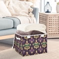thumbnail image 3 of Yayeee Collapsible Storage Bin with Lid Fabric Closet Decorative Basket with Handles, Gold and Purple Floral Pattern, 3 of 7