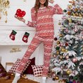 thumbnail image 4 of Womens Matching Christmas Pajamas Sets Long Sleeve Crewneck Tops Pullover Loose Long Pants PJs Sets Loungewear Sleepwear, 4 of 7