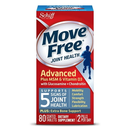 Move Free Advanced Plus MSM and Vitamin D3, 80 tablets - Joint Health Supplement with Glucosamine and Chondroitin