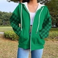 thumbnail image 2 of Ecqkame Hoodies For Women Lightweight Oversized Long Sleeve Hooded Casual Zip Uptops Solid Color Drop Shoulder Fashion Sweatshirts Green XXL, 2 of 6