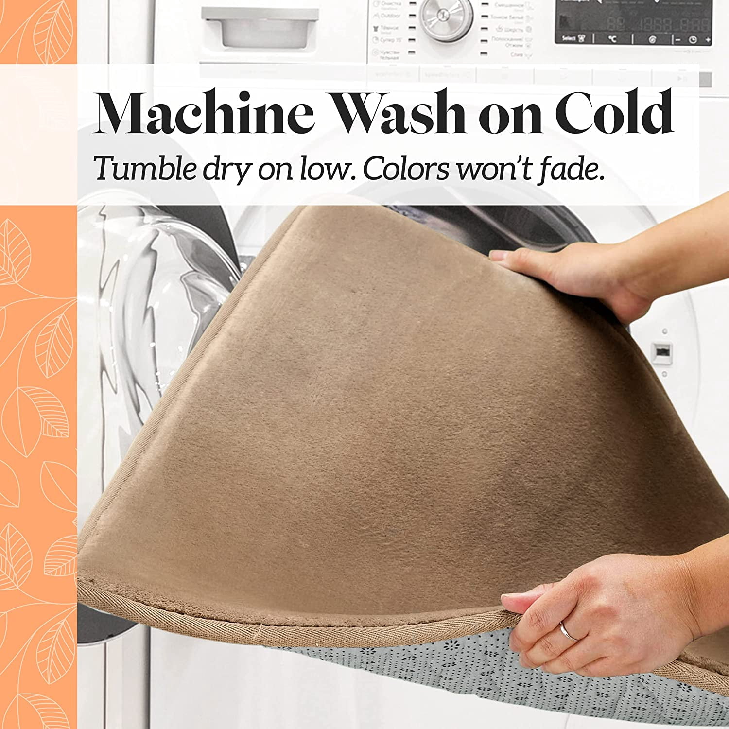 Bath Mats for Bathroom Non Slip - Beige 17" x 24" Memory Foam Bathroom Rugs - Quick Dry Bath Mat