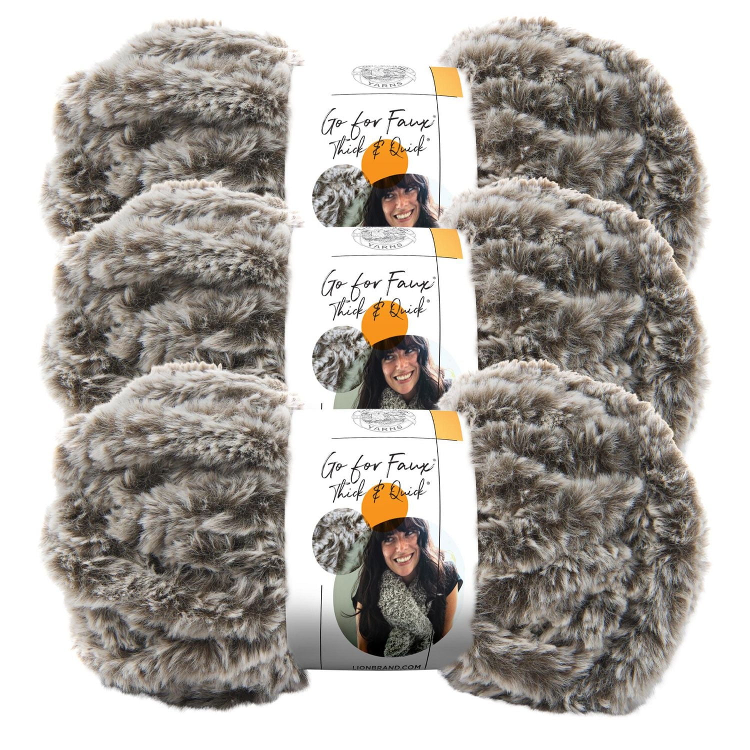Lion Brand Go For Faux Thick & Quick Yarn #7 Jumbo Yarn 120g / 22m 3-Pack