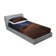 thumbnail image 2 of Ambesonne Space Fitted Sheet & Pillow Sham Set, Desert Lunar Life on Mars, Twin, Brown Blue, 2 of 2