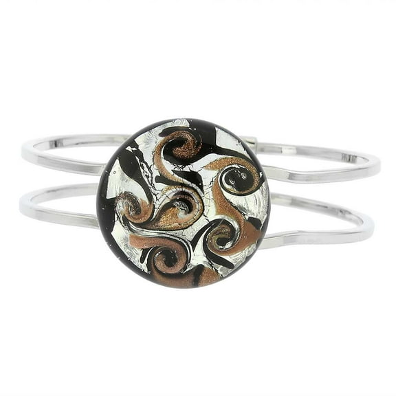 GlassOfVenice Murano Glass Venetian Reflections Metal Bracelet - Black Silver