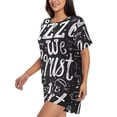 thumbnail image 3 of Womens Pajama Sets With Pocket, In Pizza We Crust Art Lounge Sets Short Sleeve Sleepwear PJ Sets for Women, 3 of 6