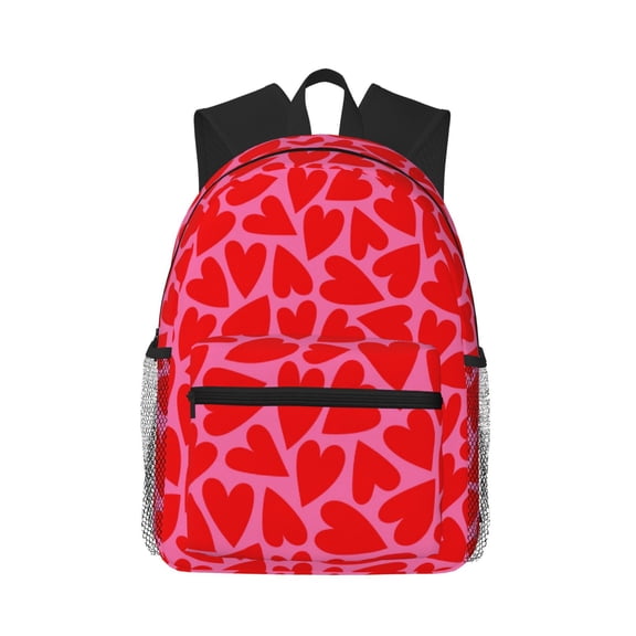 Vsdgher Love Heart Print Unisex Large Capacity Bookbag Schoolbag Casual Daypack for High School/College/Teens/Travel/Work