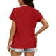 thumbnail image 3 of Xuyuer Womens T Shirts Short Sleeve V Neck Loose Casual Summer Tops Water Soluble Flower Solid Color Loose Comfortable Breathable T-shirt, 3 of 6