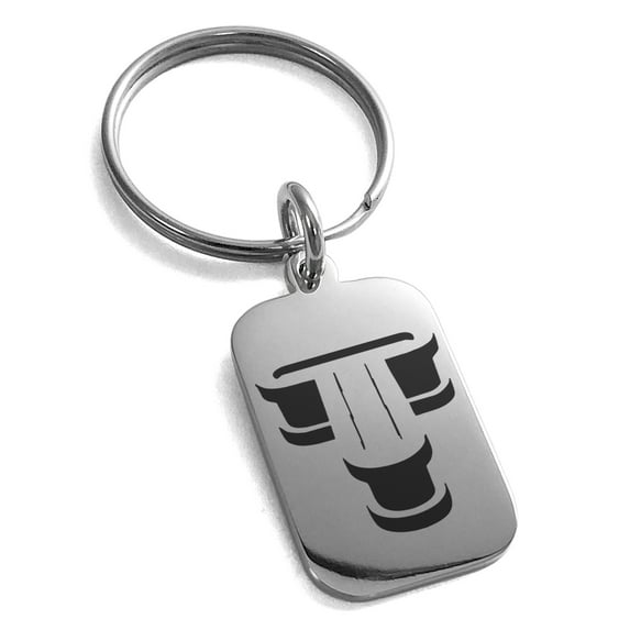 Stainless Steel Letter T Initial 3D Monogram Engraved Small Rectangle Dog Tag Charm Keychain Keyring