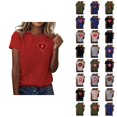 thumbnail image 1 of T-shirts de la Saint-Valentin pour Femmes 2026 Mode Manches Courtes Col Rond Cœur Graphique, 1 of 4