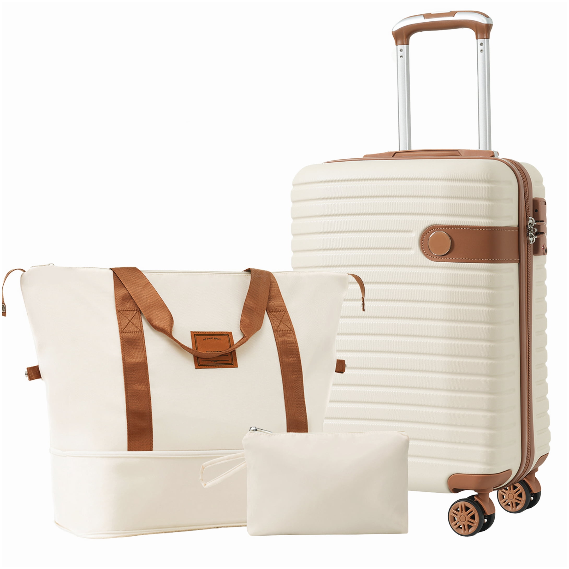 Airline Approved Carry-On Luggage Set, 3-Piece ABS Hardshell Suitcase with Spinner Wheels