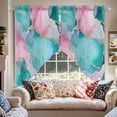 thumbnail image 2 of Pink Teal Swag Curtain Valance for Windows, Green Marble Abstract Cracks Stone Modern Art Window Treatments Short Swag Topper for Kitchen Windows Bathroom Bedroom, 36"x45", 2 of 8