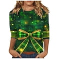 thumbnail image 2 of TrendVibe365 Green 3/4 Womens Shirts Casual St Patricks Day Plus Size with Crew Neck Polyester Casual St. Patricks Day Blouse Tops for Irish Themed Gifts XL, 2 of 5