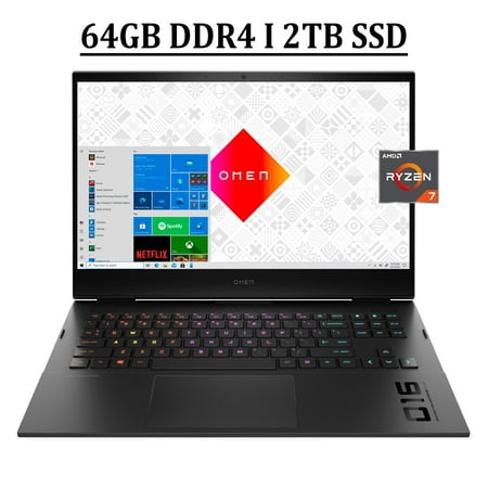 HP OMEN 16 Gaming Laptop 16.1" FHD IPS 144Hz 100% sRGB Display AMD Octa-Core Ryzen 7 5800H Processor 64GB DDR4 2TB SSD NVIDIA GeForce RTX 3070 8GB RGB Backlit Keyboard B&O HDMI USB-C Win11 Black