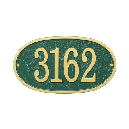 Personalized Whitehall Products Fast & Easy Oval House Numbers Plaque in Green/Gold