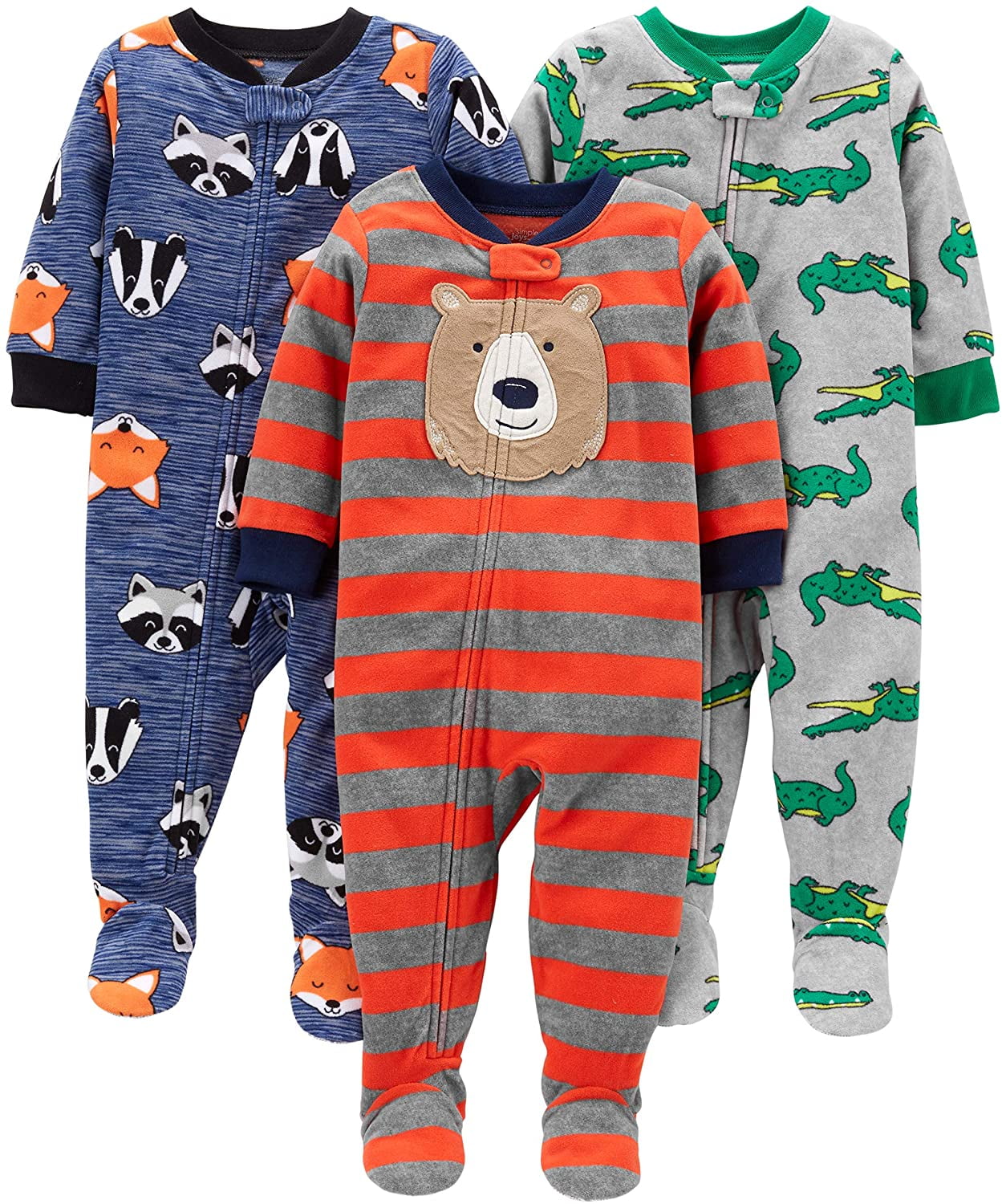 Simple Joys by Carter's Boys Little Boys' 2-Pack Loose-fit Fleece Footed Pajamas 