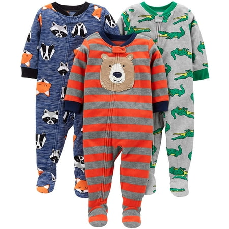 boys pajamas footed simple patterns baby joys toddler fleece loose pack racoon alligator bear fox blanket applique christmas carter flame
