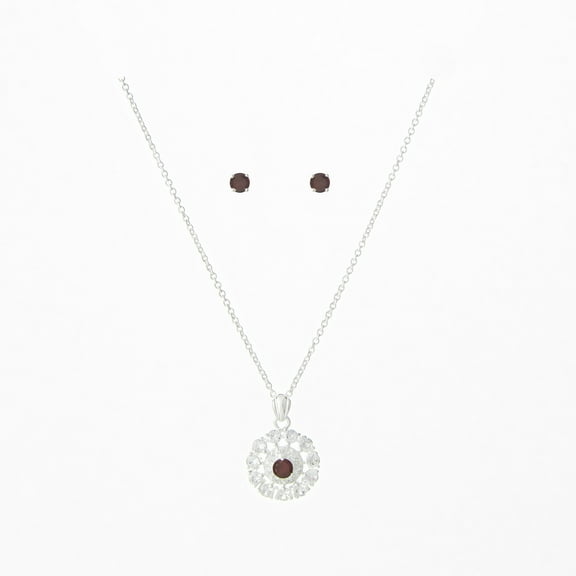 Shimmering Moments Garnet January Birthstone Pendant & Earrings Set