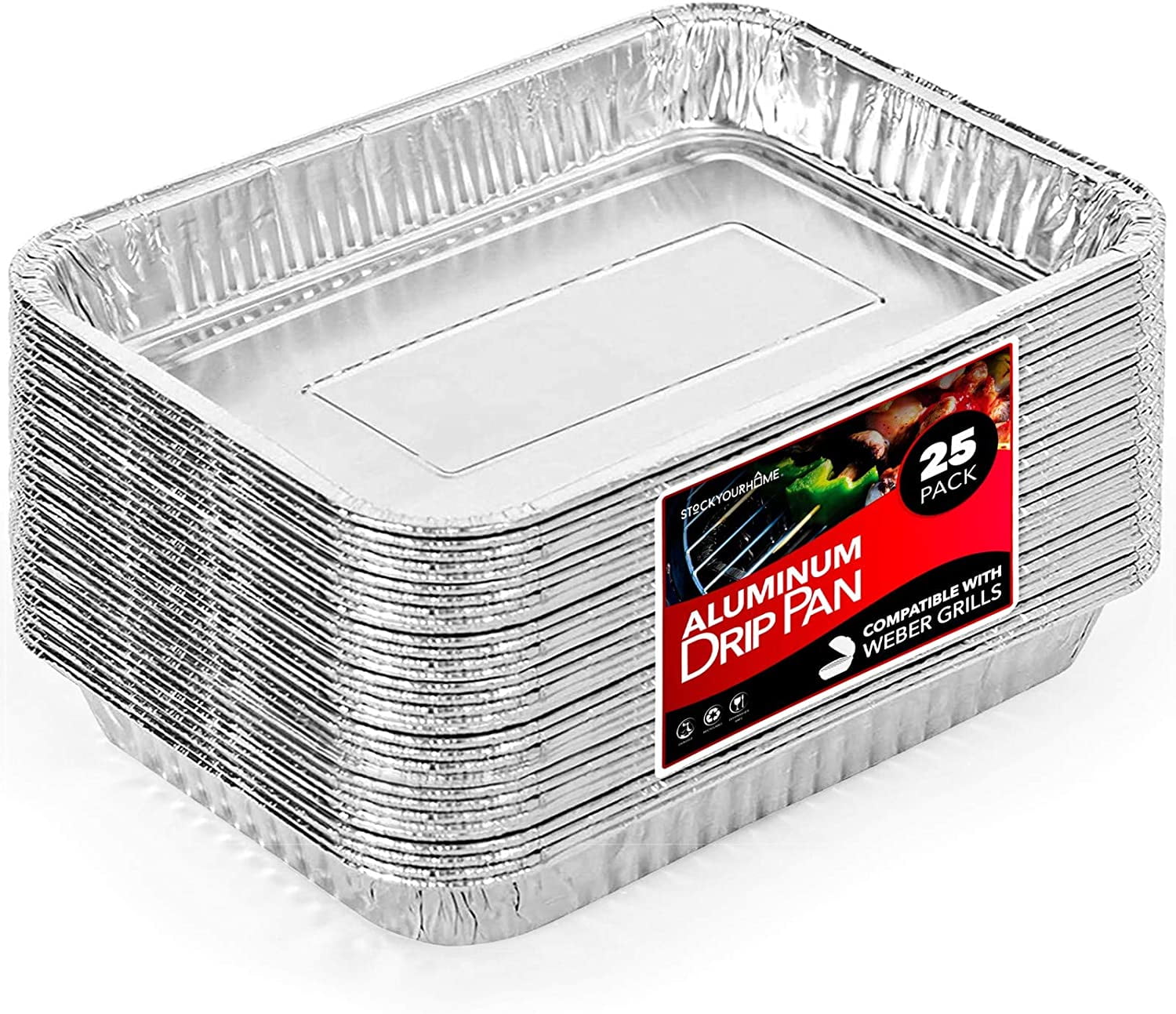 Aluminum Drip Pan (25 Count) Drip Pan Liners Aluminum Drip Pans