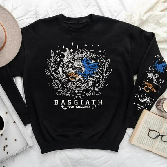 BASGIATH Fourth Wing With Dragons Embroidered Sweatshirt, Basgiath, Bookish, Unisex Sweatshirt-LINHKHA