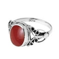 thumbnail image 4 of Elegant Vintage Oval Shaped Red Coral on .925 Sterling Silver Ring - 8, 4 of 6