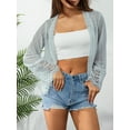 thumbnail image 2 of VISgogo - Blusa floral de encaje frontal abierto de manga larga para mujer primavera verano VISgogo moda, 2 of 5