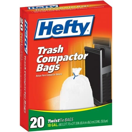 Hefty Twisttie Trash Compactor 18 Gallon Bags 20 Ct