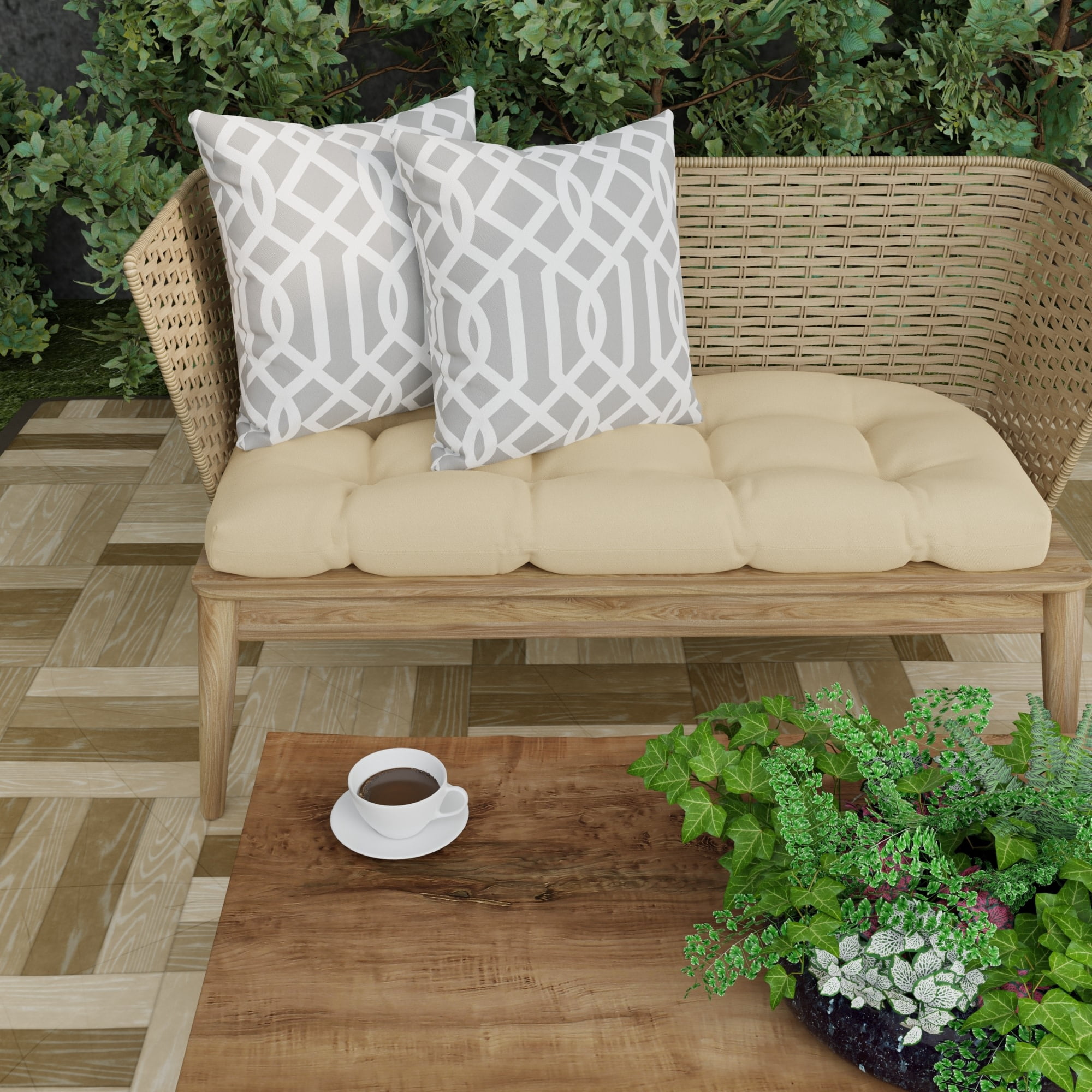 Jordan Manufacturing 18" x 18" Chauncey Pumice Gray Geometric Square Outdoor Throw Pillow (2 Pack)