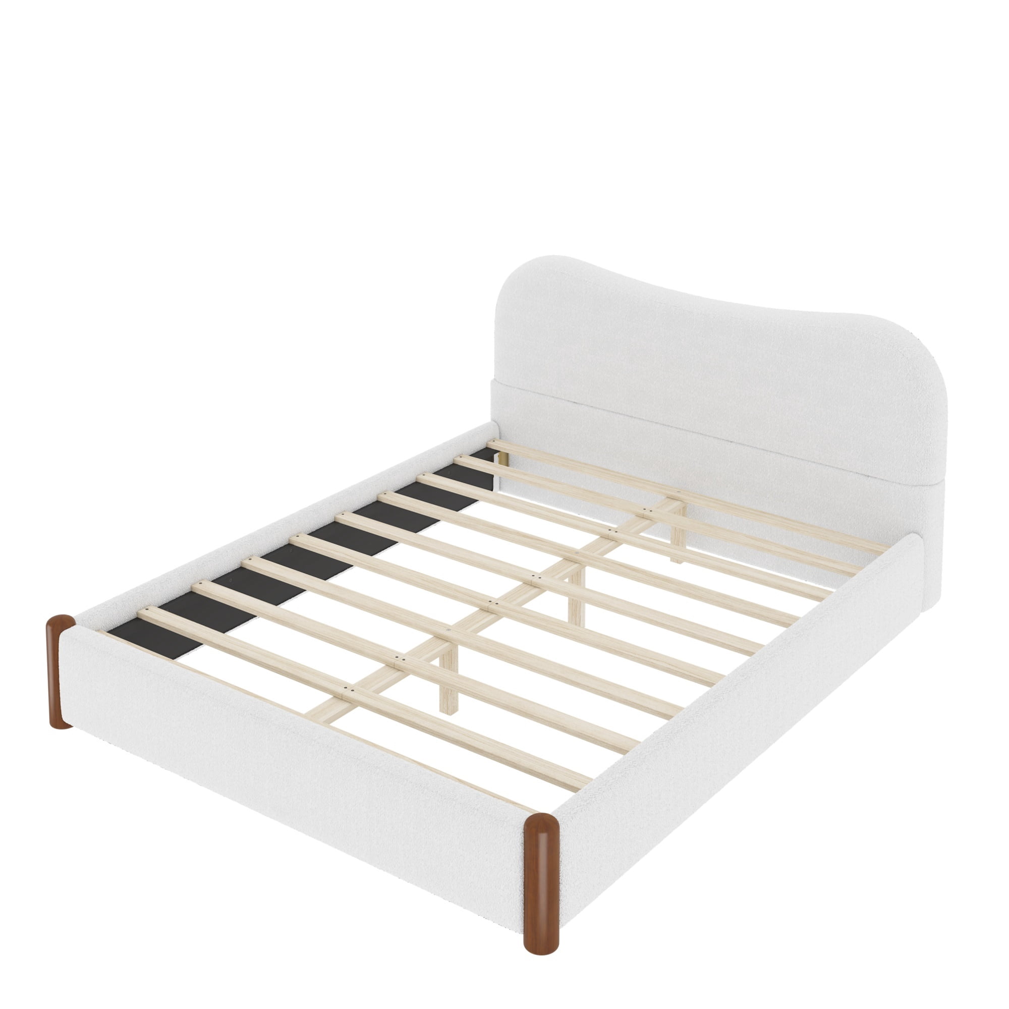 Euroco Upholstery Queen Size Platform Bed, White