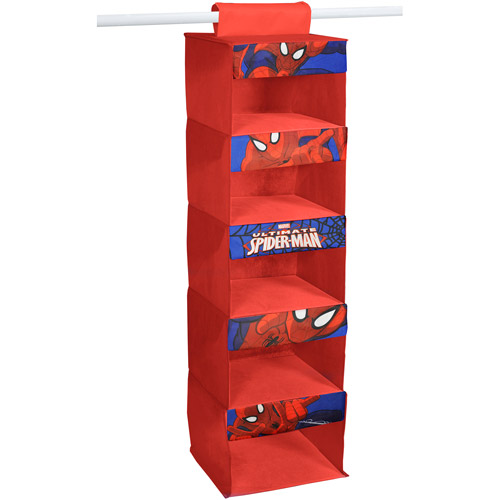 Marvel Spiderman 5Shelf Closet Hanging Organizer, Red