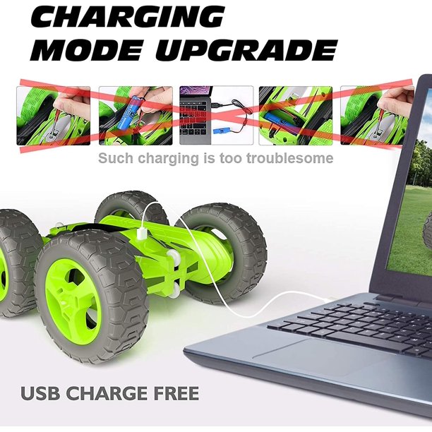 Stunt Rc Car para ni?os, 2.4ghz Flips de doble cara 360 Control remoto giratorio con batería recargable para 40 minutos de juego, excelentes regalos para ni?os y G ZefeiWu 1327533521765