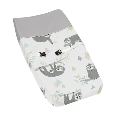 UPC: 0846480071105 | Pink Grey Sloth Changing Pad Cover by Sweet Jojo Designs