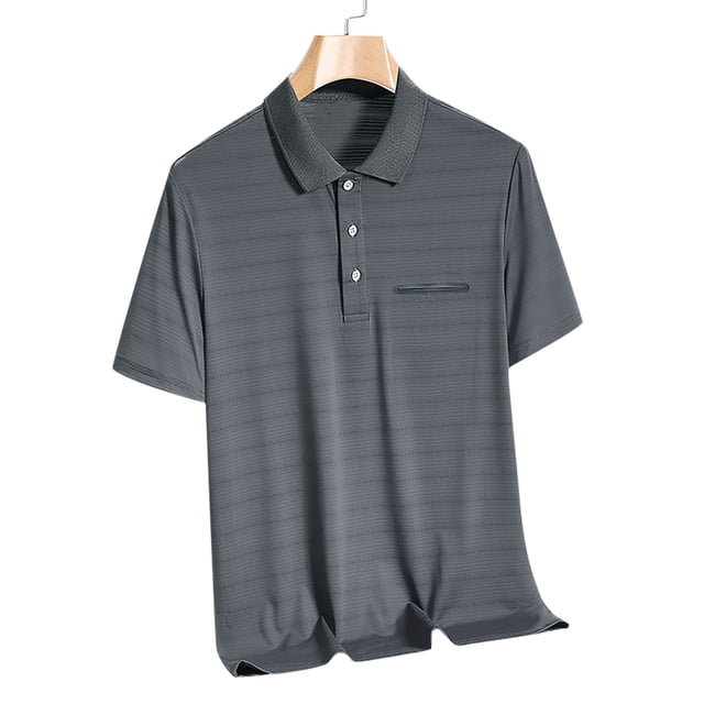 pstuiky camisetas de hombre, Camisa de seda helada de color liso de manga corta para hombre con solapa y manga corta camisas casuales para hombre m