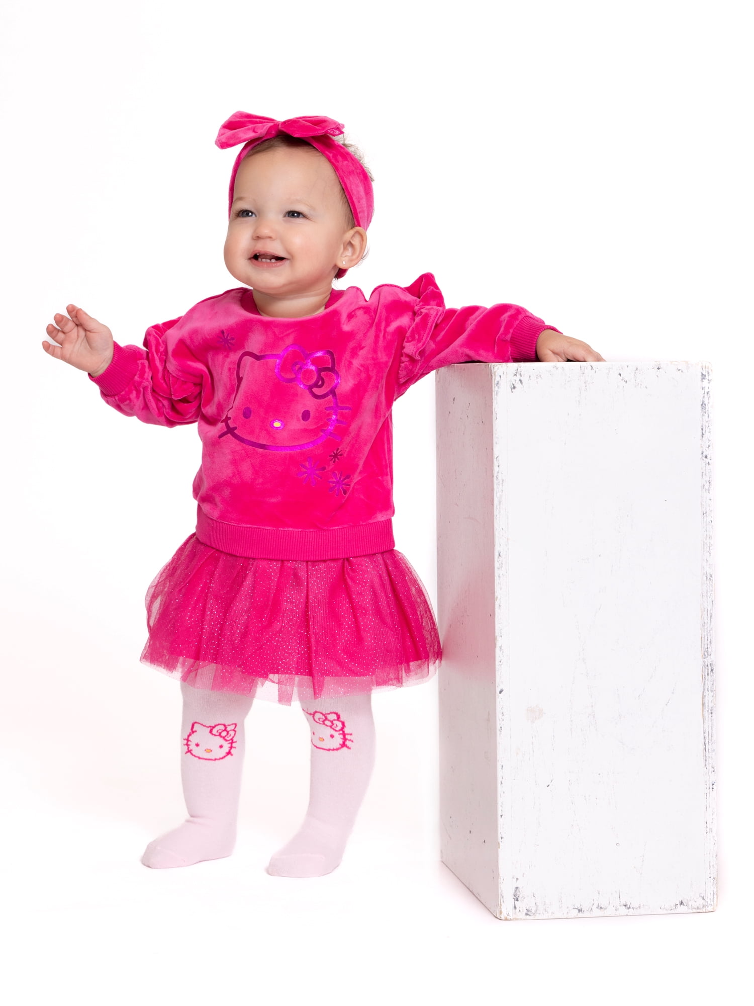 Character Baby Girls Dress Set with Tights and Matching Bow Headband, 3-Piece, Sizes 0/3 Months-24 Months