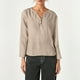 thumbnail image 1 of MHFRRA Camiseta Informal de Manga Larga con Cuello En V y Estampado Liso Beige, 1 of 4