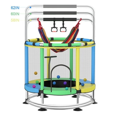 Trampoline for Kids with Enclosure Net, 55" Toddler Mini Trampoline, 440lbs Capacity, Indoor/Outdoor Use, Safe and Easy to Assemble