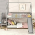 thumbnail image 2 of Kacho House Bunk Bed with Slide, Metal Bunk Bed Frame for Bunk Bed Twin Over Twin with Safety Full-Length Guardrails, for room Bedroom, Easy Assembly, No Box Spring Needed, Gray, 2 of 9