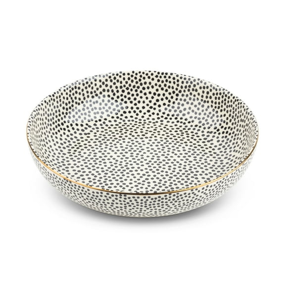 Thyme & Table Dot Ceramic Serve Bowl Black and White