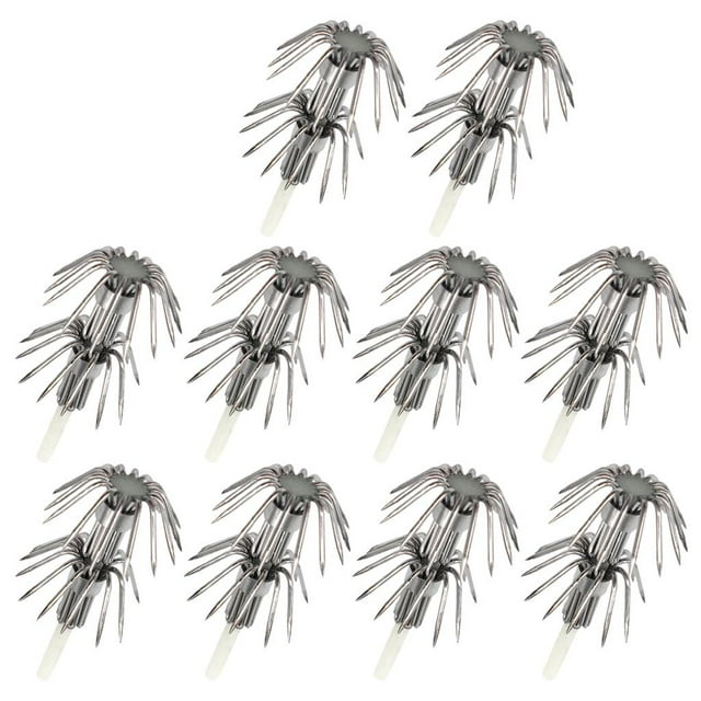 10pcs Stainless Steel Squid Hooks Sea Fishing Hooks Dark Fishhooks 030