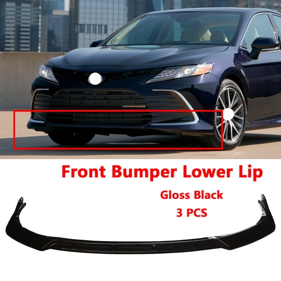 NINTE Front Bumper Lip For 2021-23 Toyota Camry Sport SE/XSE Gloss Black PP Trim 3 PCS