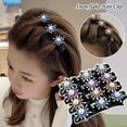 thumbnail image 3 of Rhinestone Flower Hair Toothed Clip Double Layer Snowflake Crystal Barrette Zircon Hair Clips Braided Tool Women Hairpins Headwear(White), 3 of 5